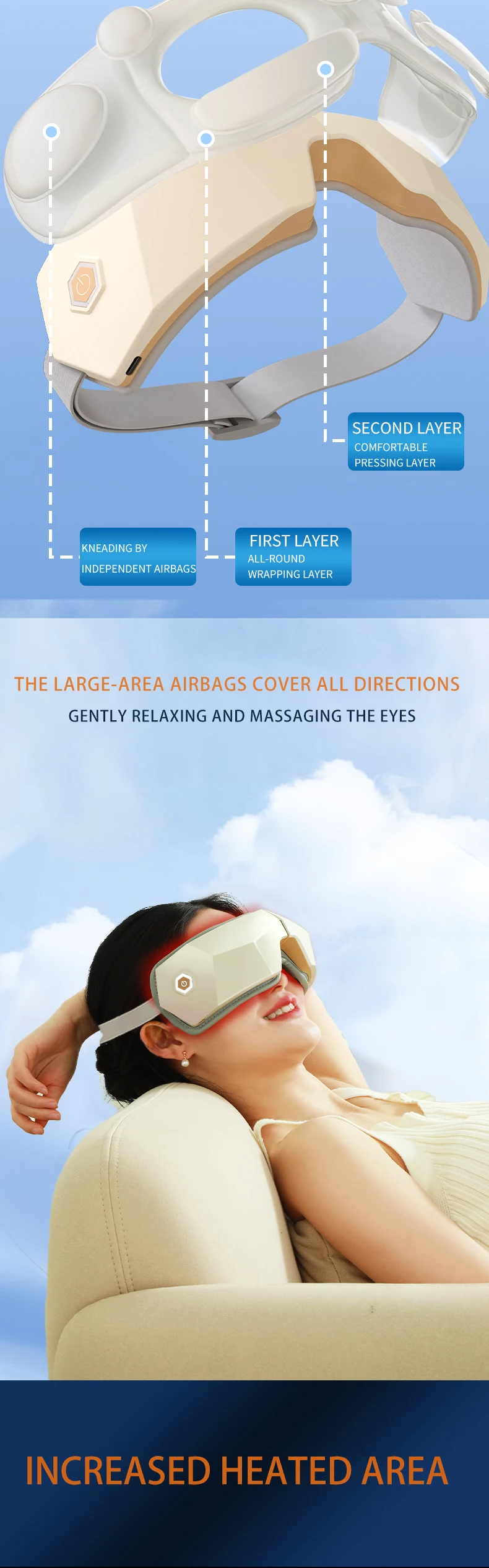 2025 New Product Smart Vibration Massage Relaxing Eye Care Device Hot Compress Eye Massager With Air Pressure