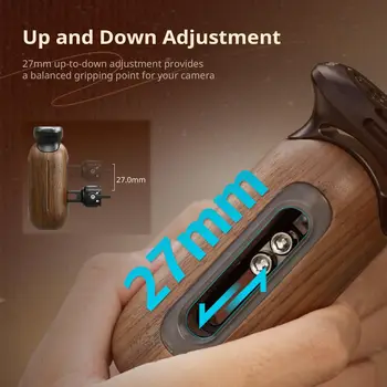 SmallRig Wooden Side Handle for Camera Cages with NATO Clamp, Left or Right Side Ergonomic Handgrip, 27mm / 1.06in Up/Down detail image