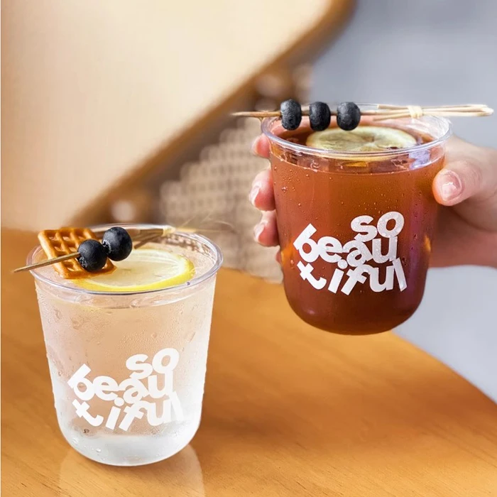 Cundao Custom Logo Printed PET Disposable Clear 12oz Round Bottom Ice Coffee Plastic Cups with Lids