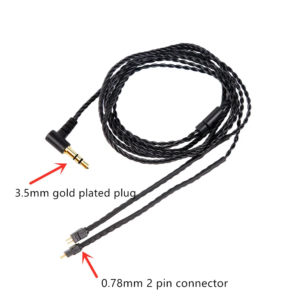 IEM Earphone Cable 2 Pin Memory Wired and Line Curved Two Types Earphone Cable