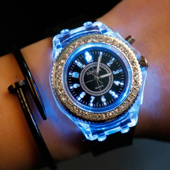 2021 NEW Sport Geneva LED Light Watch Men Quartz Watch Ladies Women Silicone WristWatch