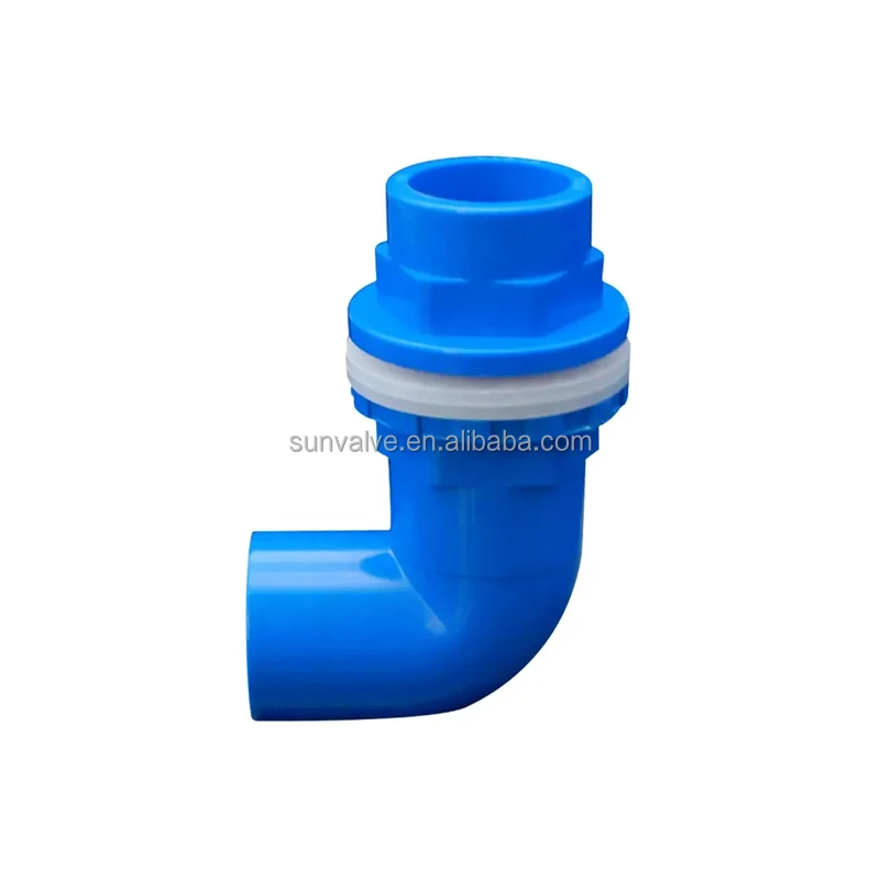 PVC 90° Elbow Bulkhead Adapter – 20mm To 50mm – Aquarium Tank Connector, Black, 10 Bar