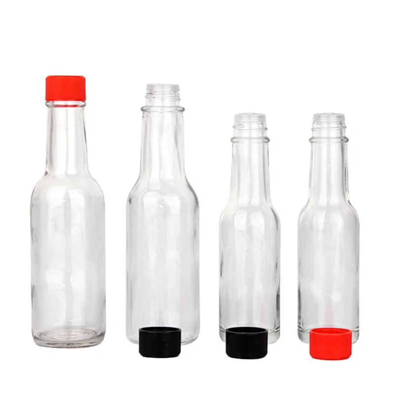 Hot Sauce Bottles, Empty Clear Glass Woozy Bottles With