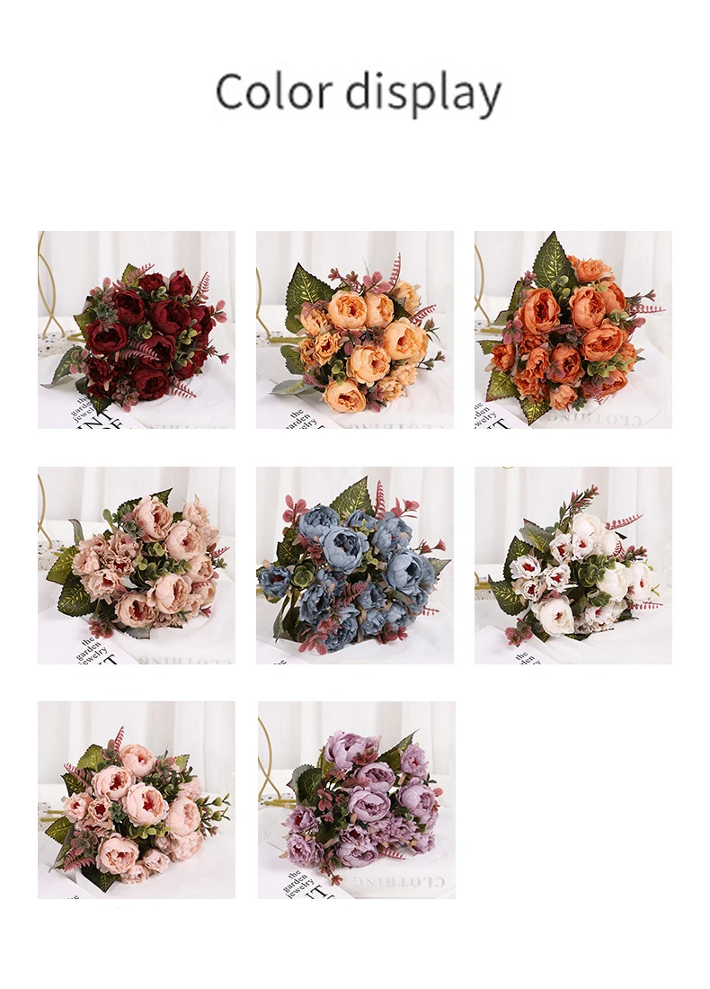Silk Peony Bouquet Artificial Flowers For Home Wedding Centerpiece