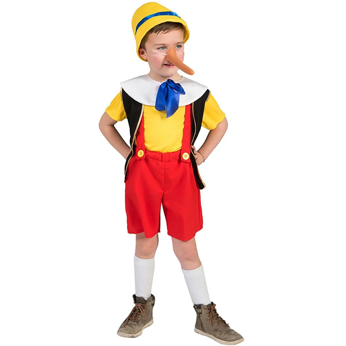 Halloween Kids Fairytale Long Nose Puppet Cosplay Pinocchio Costume DISN-026