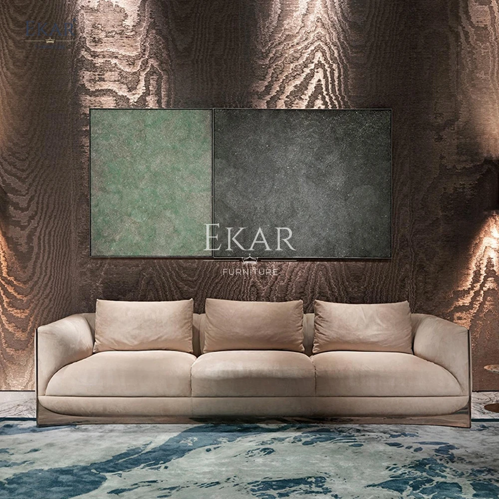 product modern brass finish crystal steel sectional sofa set sleek modular design with velvet fabric for hotels villas apartments halls-60