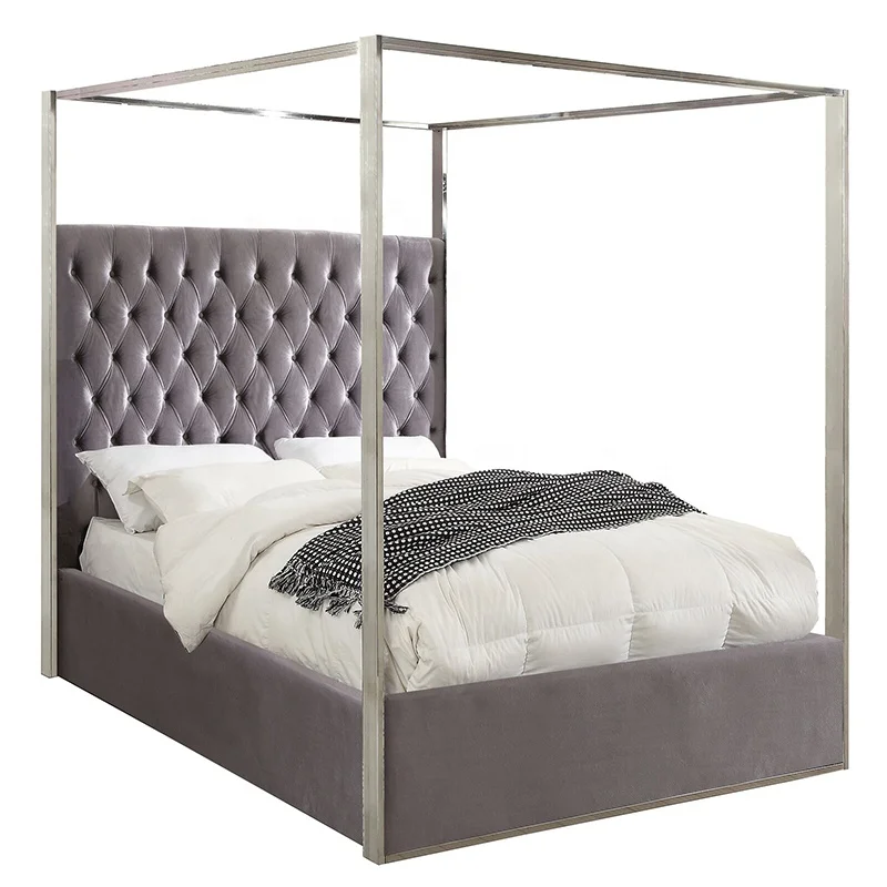 Роскошная деревянная металлическая изогнутая оправа для кровати королевского размера с мягким