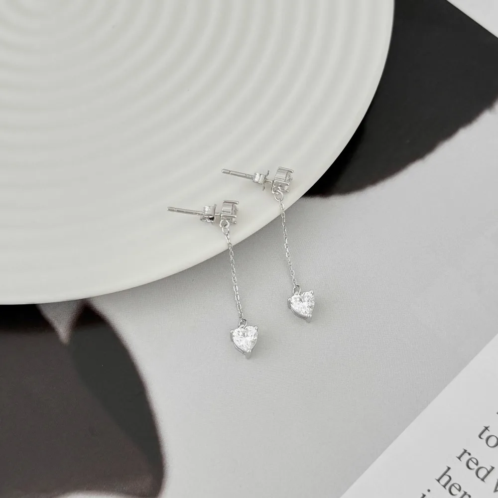 KAKODIY Charm Boutique Fashion Accessories 925 Sterling Silver Earrings Tassel 5A Cubic Zirconia Love Stud Earrings Lady Gift Daily detail 1