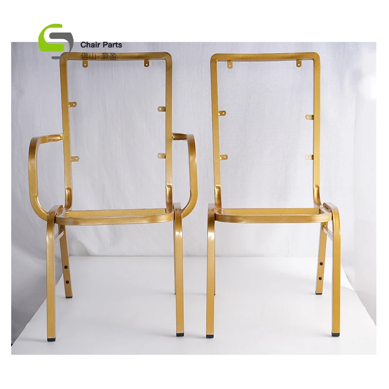 Unfinished Raw Steel Metal Armrest Dining Chair Frames Without Fabric Upholstery