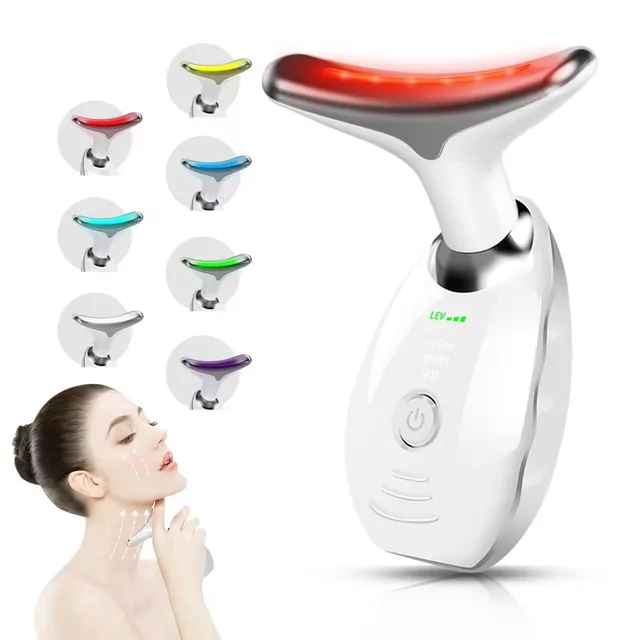 Hot Sale 3 in 1 Ems Led Photon Therapy Face Neck Wrinkle Contour Shaping Facial Massager For Daily