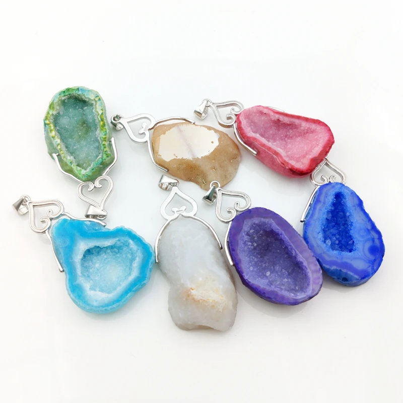 Geode crystal popular sterling silver 925 charm large