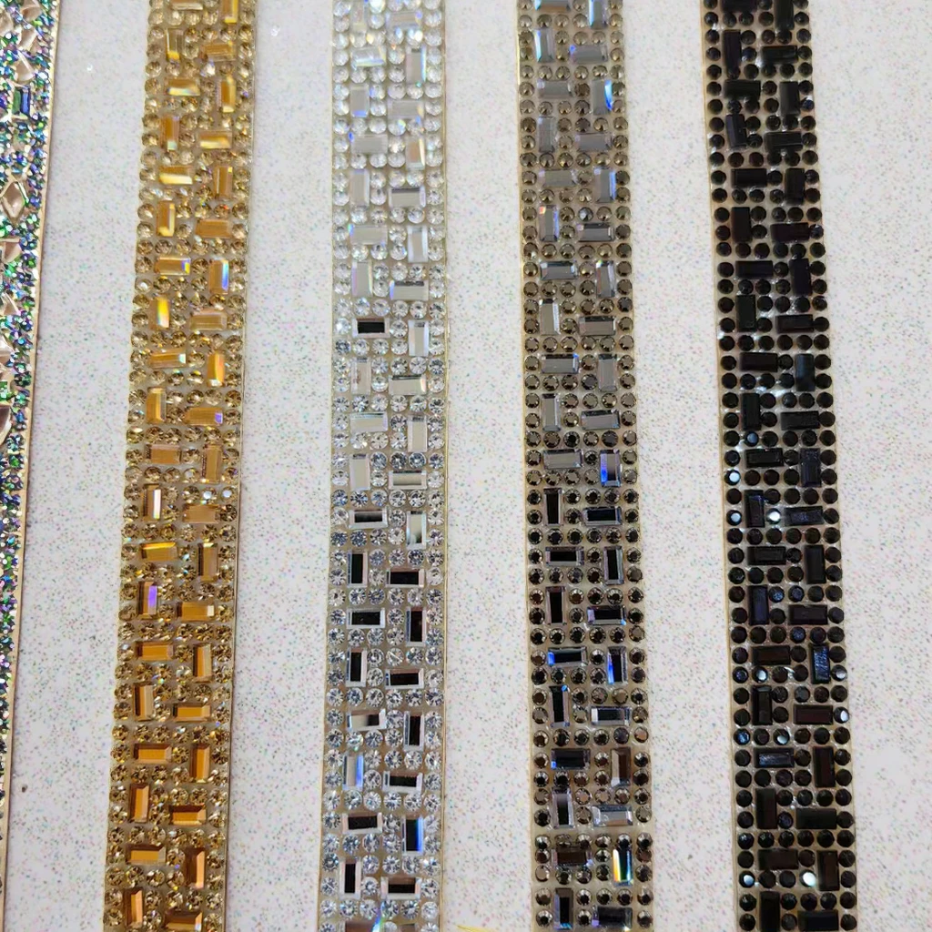Self Adhesive Crystal Rhinestone Diamond Ribbon Trim Sheet Hotfix Bling Rhinestone Iron on Tape for Shoes  Crafts Decoration