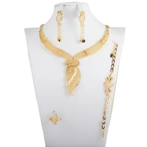 Dubai Wedding Jewelry Sets Gold Plated 18k Italian Gold Plated Nigerian Jewelry Set