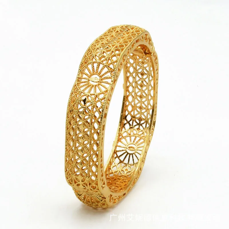 Wholesale Indian Arabic Dubai Bride Wedding Bangles 24k Gold Plated