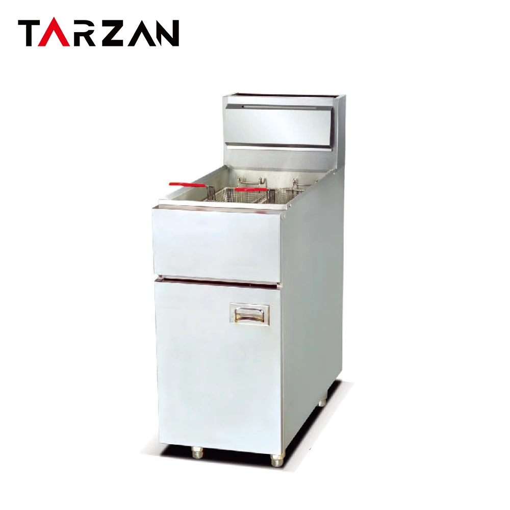 Commercial Big Capacity Chip Fryers Gas Fryer Thermostat Control Valve 1-tank 2- Basket Deep Fryer for fast food restaurant supplier