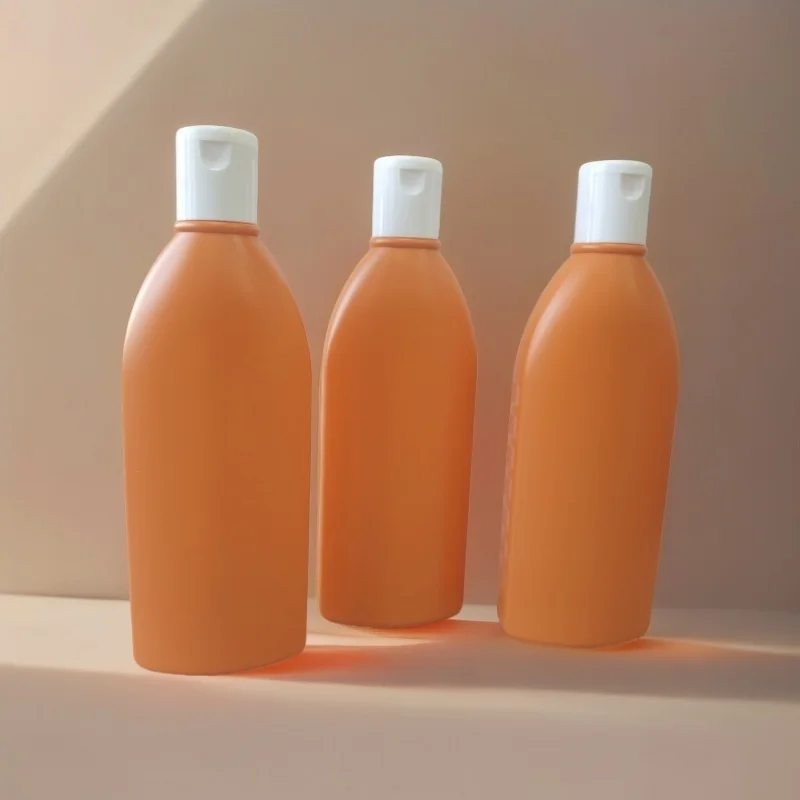 12oz HDPE Cosmetics Packaging Squeeze Bottle Shower Gel Bottle With Flip Cap Soft Touch