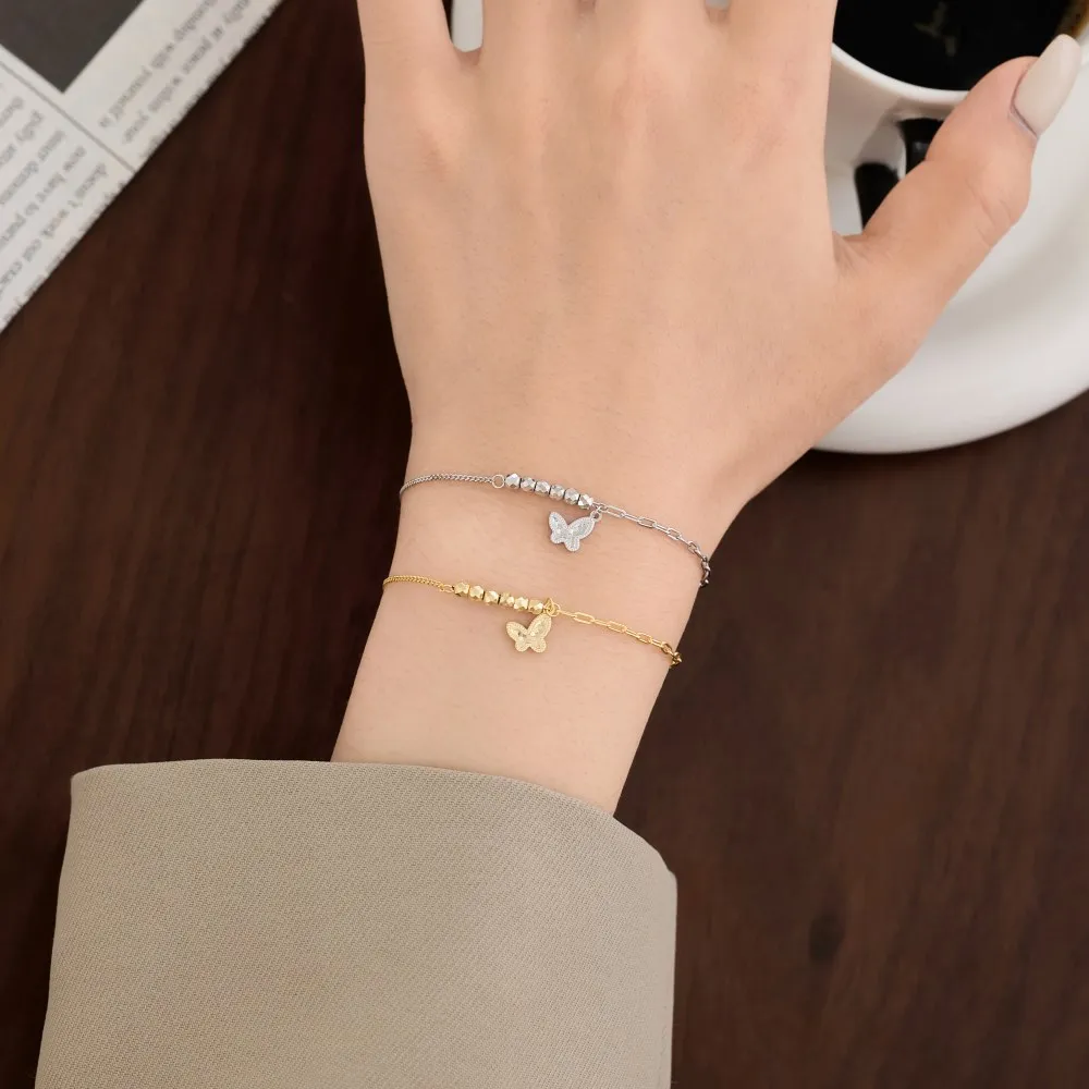 KAKODIY Trend Design Boutique Jewelry 925 Sterling Silver Chain Heart Tail Pendant Beads Butterfly Pendant Women's Bracelet detail 1