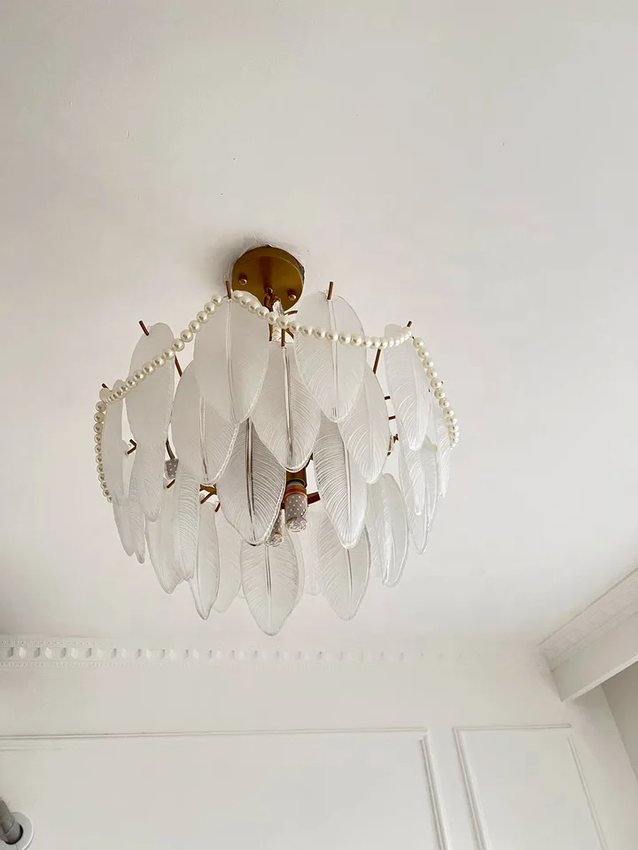 New European Style Creative Design Feather Indoor Lighting Decoration Super Bright Pendant Light Dining Pendant Light