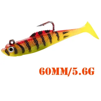 Wholesale 7colors 6cm 5.6g Single Hook Wrapped Lead Fish Plastic Bionic Bait With Hook T Tail Soft Fishing Lures Decoy Soft Bait – Soft Lure – view 3