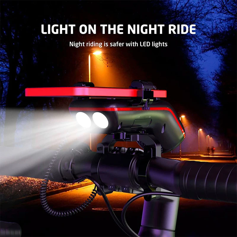 Multifunctional  10-in-1 LED Light Power Bank Bike Horn Microphone Bike Bluetooth Speakers for Mountain Bike Casual Cycling