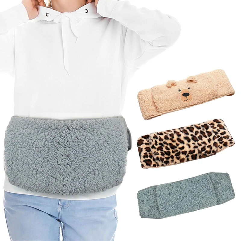 self heating hot compress water bag electric 1000ml hot water bottle waist belt with fleece cover for period pain
