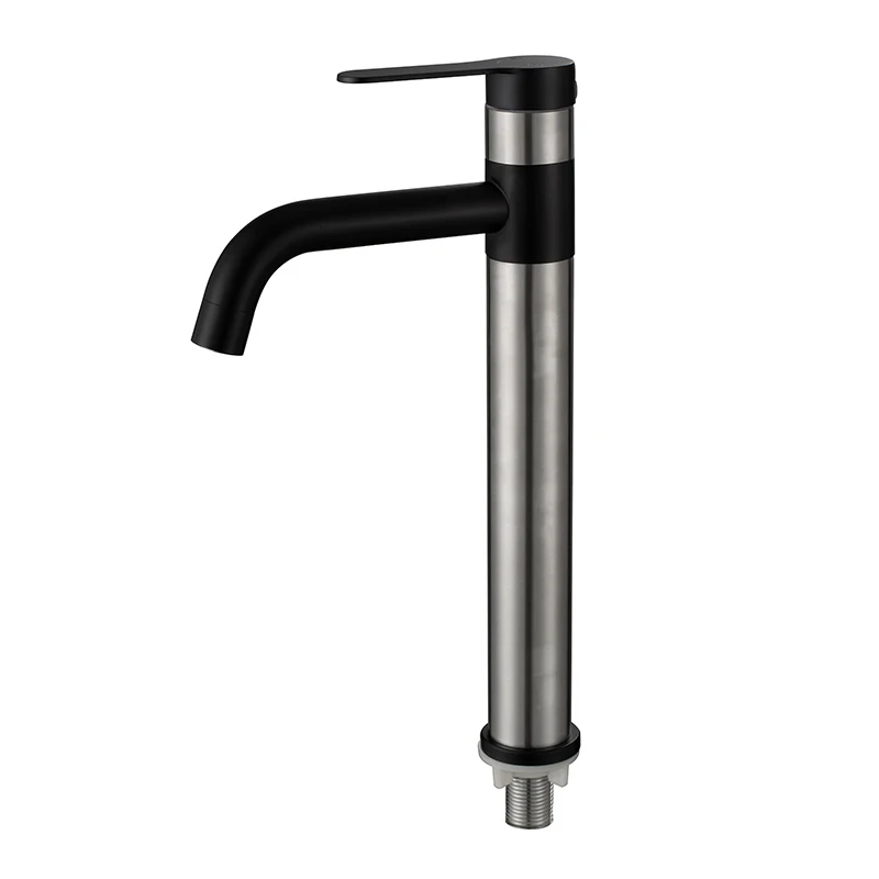 Modern Sanitary Ware Stainless Steel Water Tap Black High Face Basin