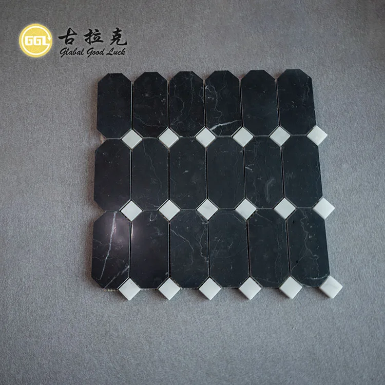 Classic Design Black Mix White Marble Mosaic Wall Floor Tiles manufacture