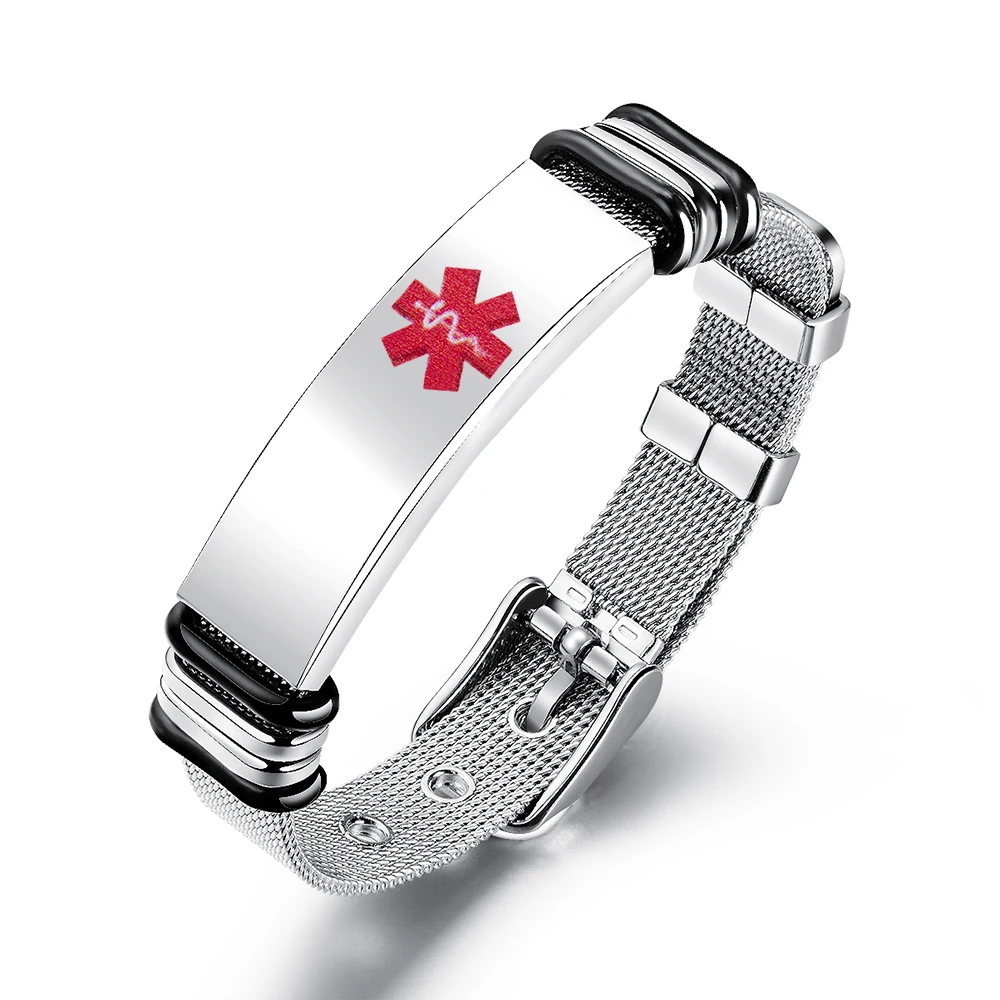 Jewellery Bracelets ID & Medical Bracelets Customised Personalised Engraving Medical Alert Bracelet Stainless Steel ID Name 