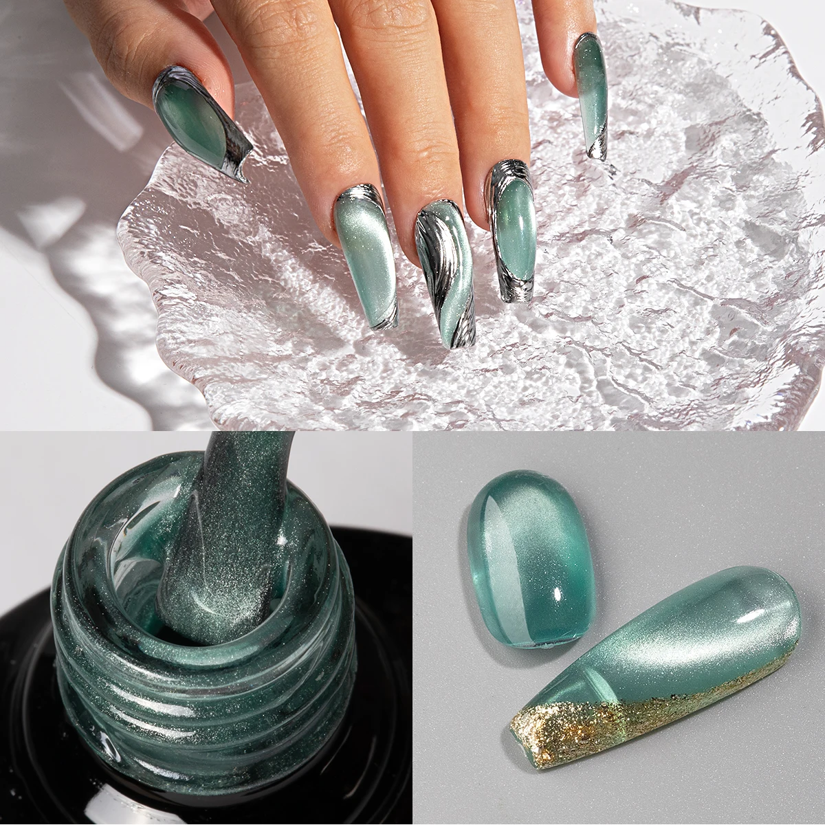 2024 Hot Selling OEM Semi Transparent Water Light Cateye Gel Nail Polish Moonlight Ceramic Cat Eye Gel supplier