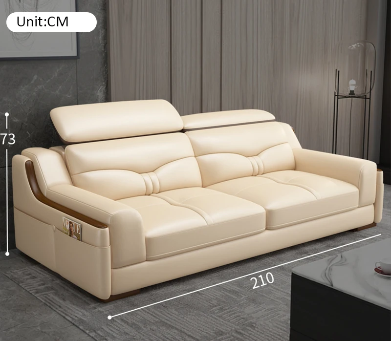 Modern Luxury Living Room Leather Sofa L Shaped Multifunctional Big