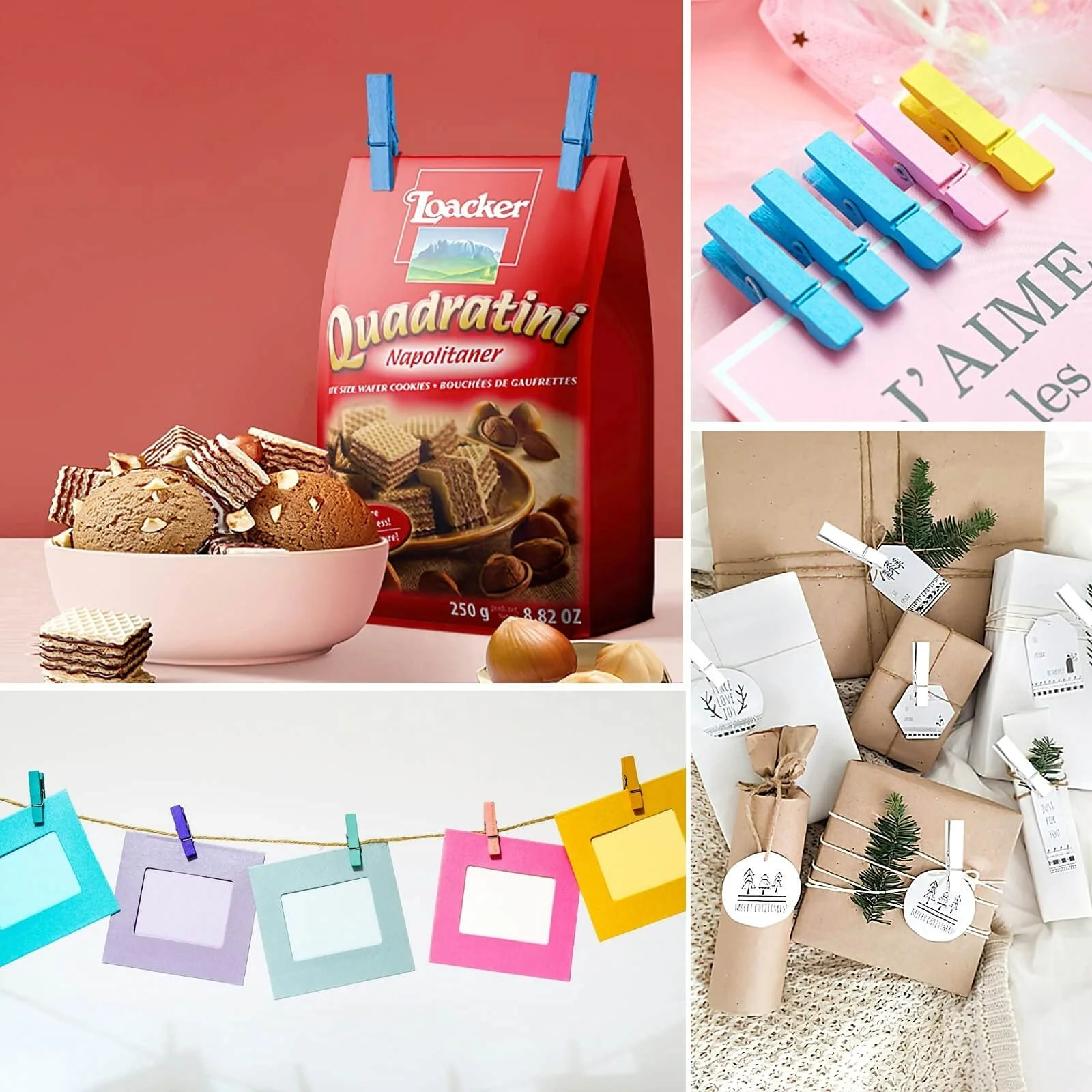 迷你衣夹木制小衣服别针黄麻细绳照片剪辑图片工艺品展示装饰衣夹