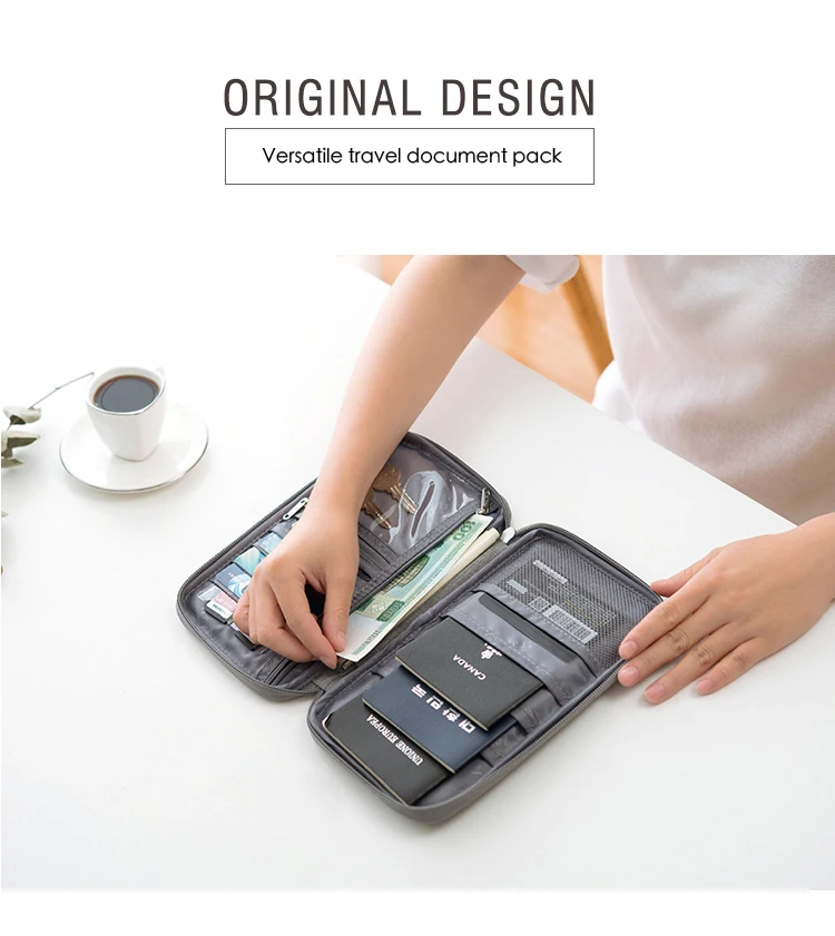 High Quality Portable Travel Passport Holder With Multiple Compartments Waterproof Handheld Passport Document Organizer Bag