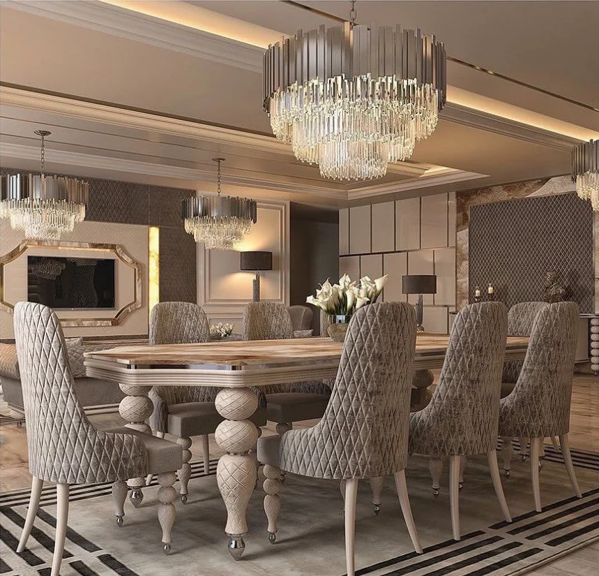 Italian Style Modern Dining Table Set Marble Table Top Stainless Steel Luxury Dining Room Furniture