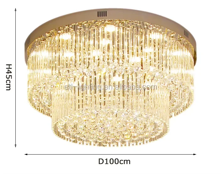 LED Surface Mounted Modern Ceiling Lighting Crystal Ceiling Chandelier Round Ceiling Lights for Villa Hotel