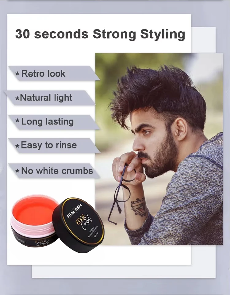 Hair Gel Strong Hold Thick Edges Styling Gel Non-Greasy  No White Cast Long Lasting Supports Hair Growth Natural Formula