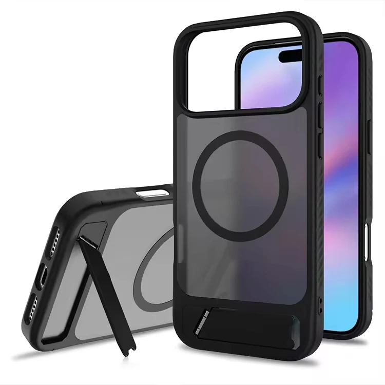 Matte Magnetic Kickstand Phone Case for iPhone 17 14 Pro Max Invisible Bracket Phone Cover for iPhone 17 Air Mobile Phone Cases