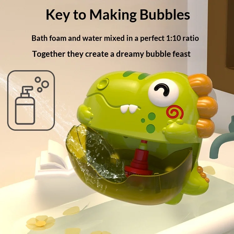 Dinosaur Bath Toy with Bubble Machine for Kids