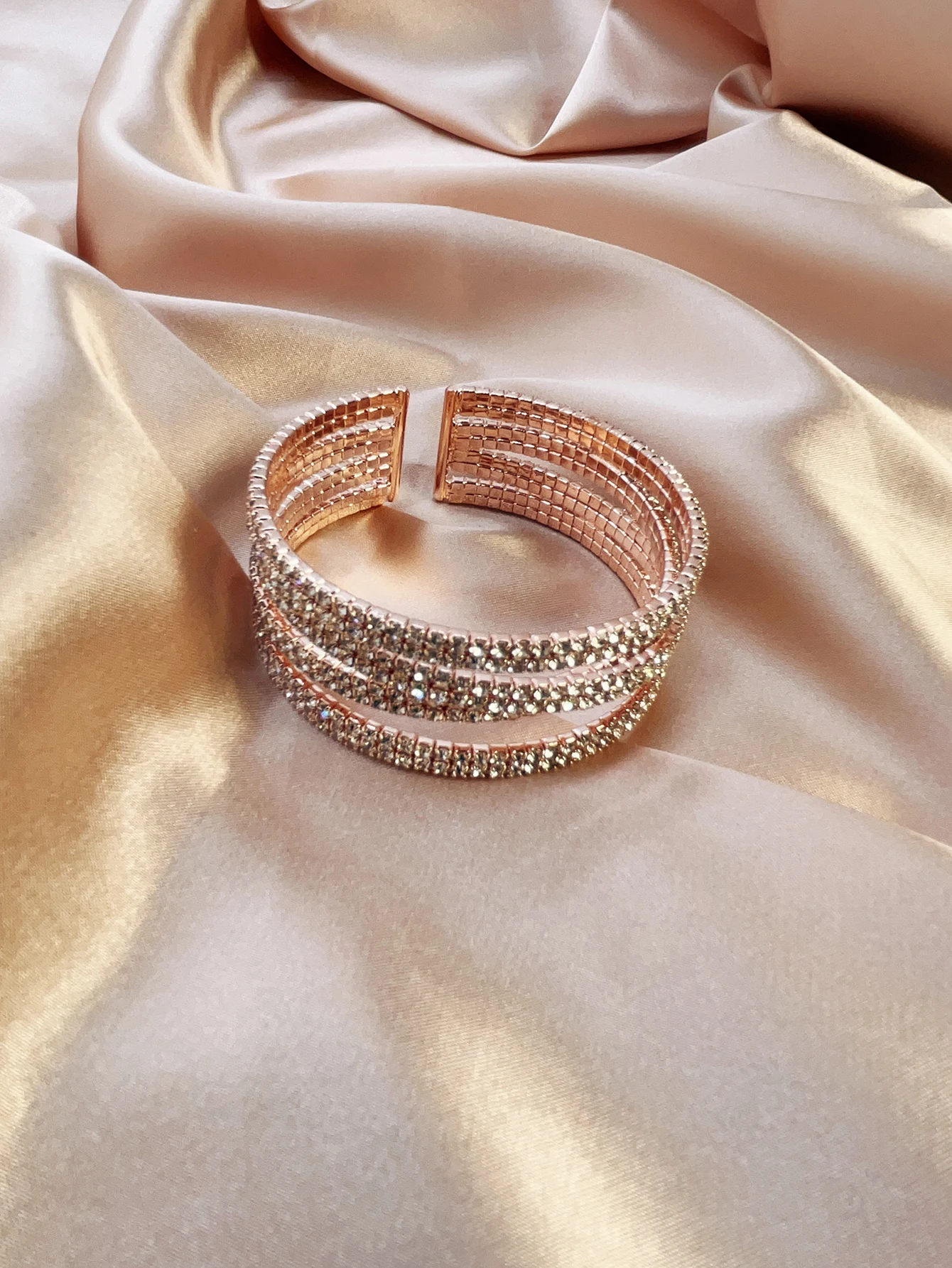 Luxury Women Vintage Metal Zircon Open Adjustable Impression Charm