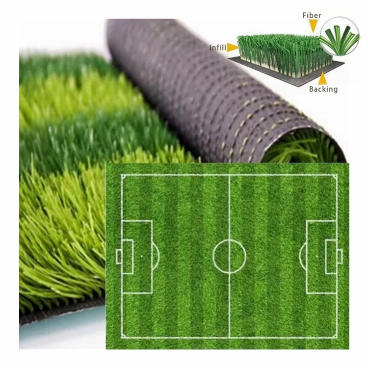 หญ้าเทียมโรงงานจีนสำหรับสนามฟุตบอลหญ้าเทียมสีเขียวหญ้าสังเคราะห์เป็นมิตรกับสิ่งแวดล้อม