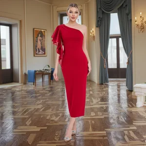 Women's New Elegant Off-Shoulder Asymmetrical Split Floor-Length A-Line Evening Gown Party Wear