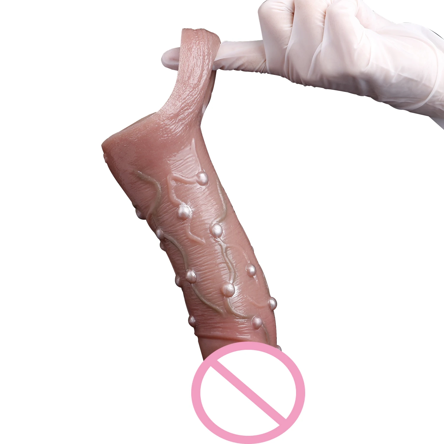 SXXY Particle Friction Condom Realistic Penis Sleeve Couple Sex Pleasure Silicone Sheath Penis Sleeve Hollow Dildo Sex Toys