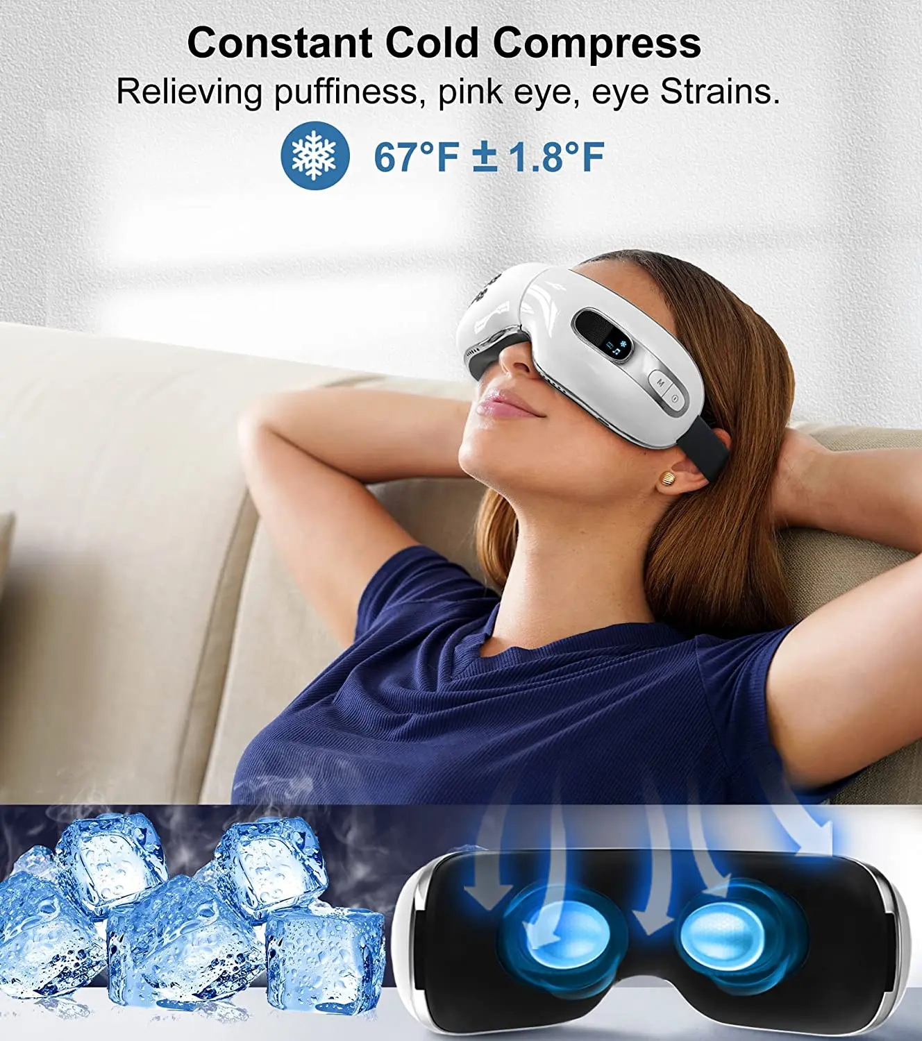 Eye Massager With Heat And Cooling For Reducing Dry Eyes Puffy Eyestrain Heated Mask Massage 4119