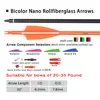 Flecha de fibra de vidrio bicolor