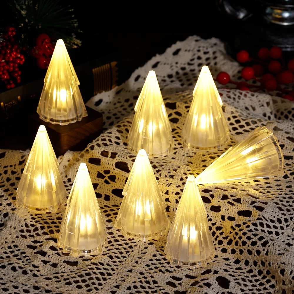 product transparent plastic triangle christmas tree flameless led candle warm light atmosphere christmas decorative lamp home decor-32