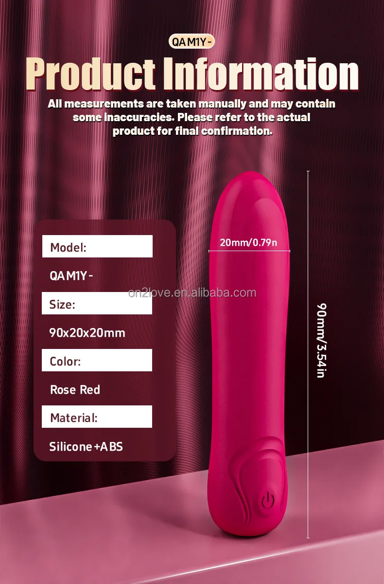 Size and dimension technical drawing of Amoura mini bullet vibrator