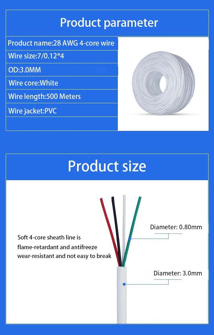 Ul 2464 Awm 22awg 24awg 26awg 28awg Copper Electrical Wire Roll 2core