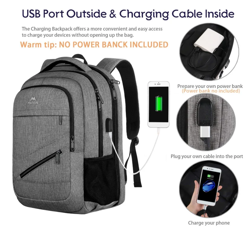 Sac à Dos Convertible TSA Pour Ordinateur 17.3" - Imperméable, Port USB, Poche Antivol, Pour Voyage Et Quotidien