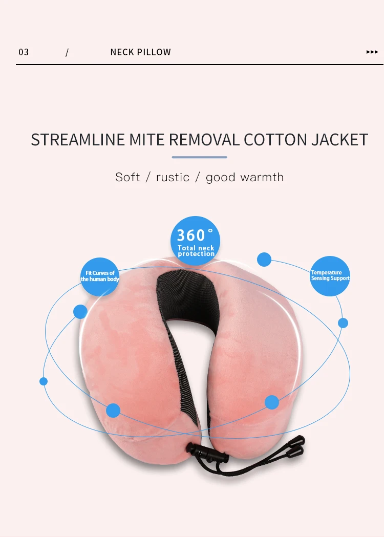 Comfortable Flocked Sleeping U Shape Air Pillow Orthopedic Design Neck