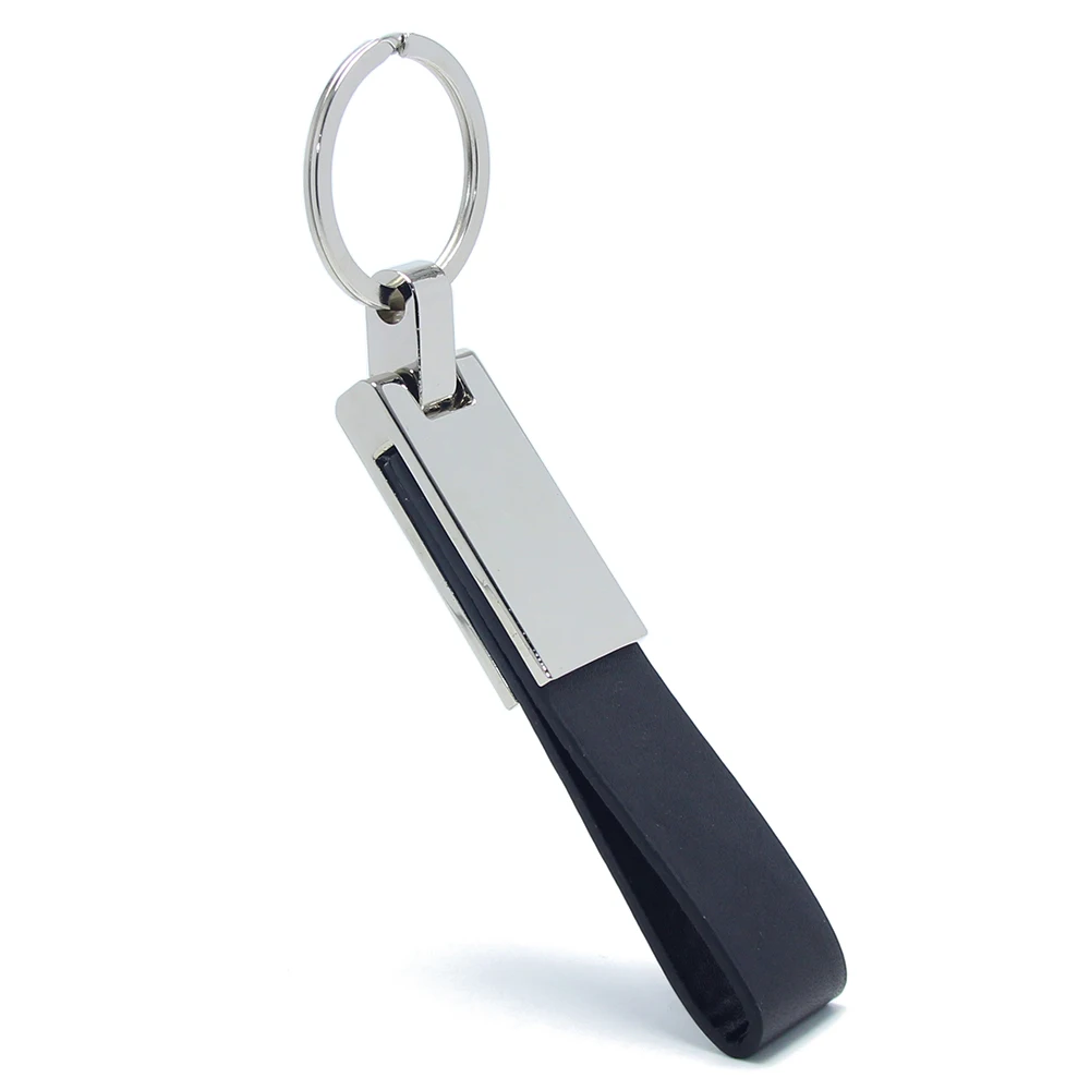 Black Leather Strap Keyring Keychain Key Chain Ring Key Present New 