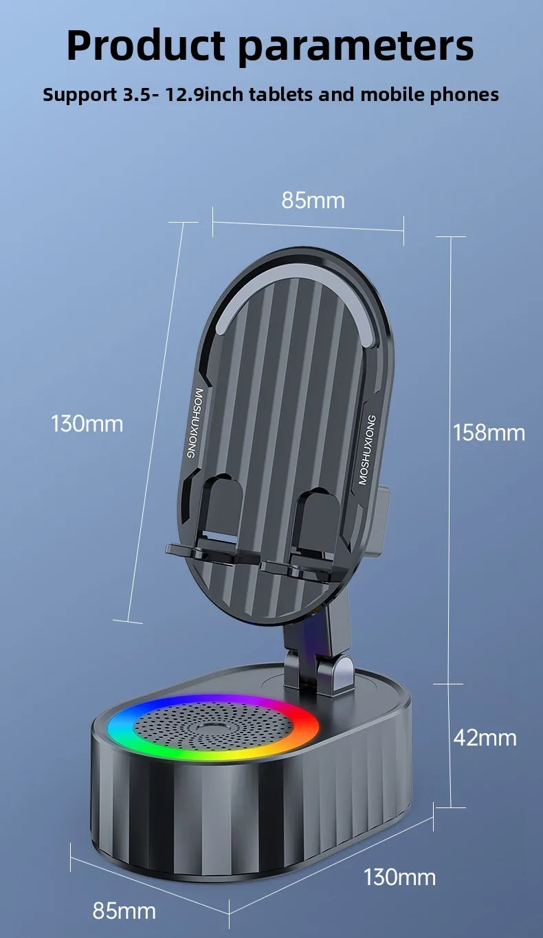Portable Smart Woofer Wireless Bluetooth Speaker Phone Stand Flexible Desk Phone Stand Holder with Speaker and Power Bank